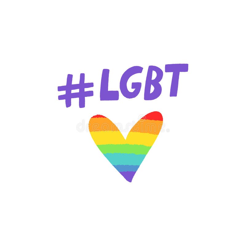 Bandera del corazón de LGBT Colores exhaustos de la mano del arco iris ilustración del vector Bandera del corazón de LGBT Colores exhaustos de la mano del arco iris ilustración del vector