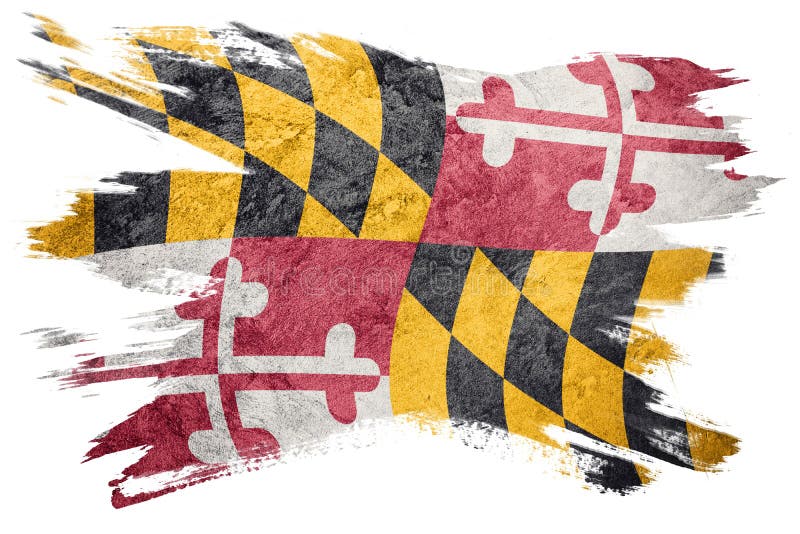Bandera del estado de Maryland del Grunge Movimiento del cepillo de la bandera de Maryland ilustración del vector Bandera del estado de Maryland del Grunge Movimiento del cepillo de la bandera de Maryland ilustración del vector