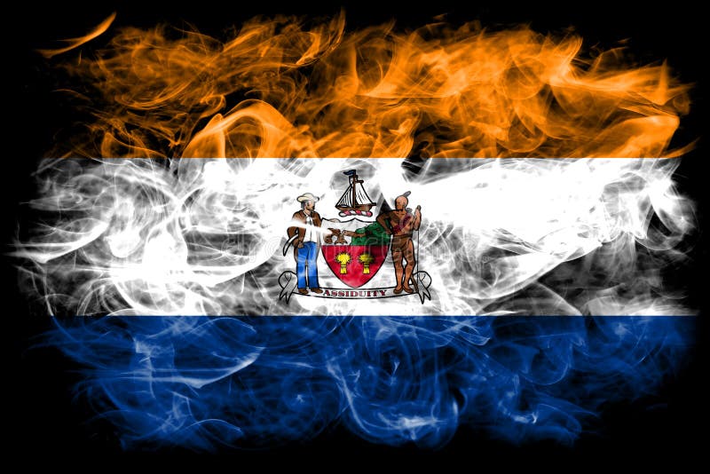 Bandera del humo de la ciudad de Albany, Estado de Nueva York, los Estados Unidos de América fotos de archivo libres de regalías Bandera del humo de la ciudad de Albany, Estado de Nueva York, los Estados Unidos de América fotos de archivo libres de regalías