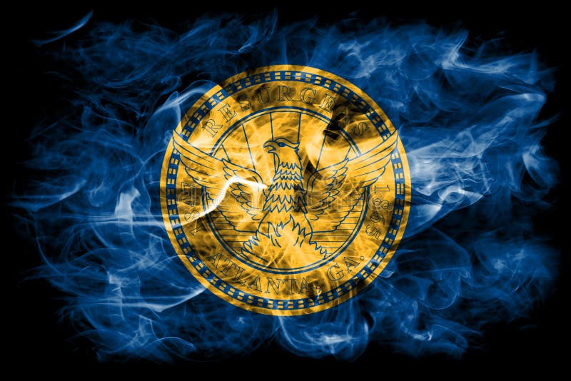 Bandera del humo de la ciudad de Atlanta, Georgia State, los Estados Unidos de América imagen de archivo libre de regalías Bandera del humo de la ciudad de Atlanta, Georgia State, los Estados Unidos de América imagen de archivo libre de regalías