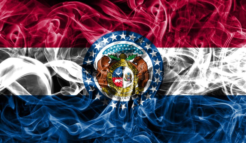 Bandera del humo del estado de Missouri, los Estados Unidos de América foto de archivo Bandera del humo del estado de Missouri, los Estados Unidos de América foto de archivo