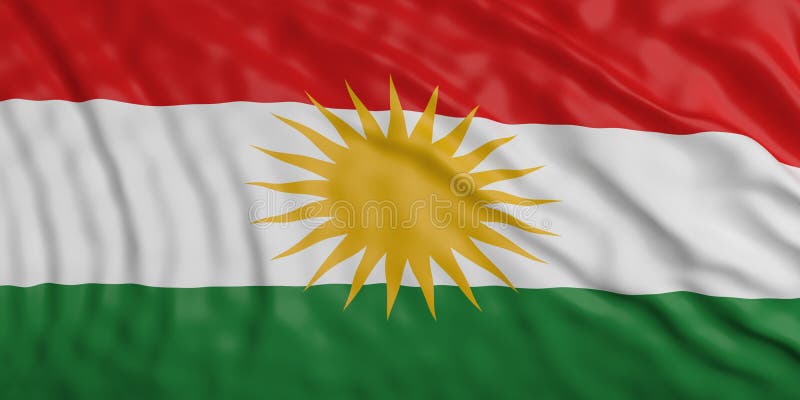 Rudyard Kipling Contracción ángulo Bandera Del Kurdistan Con Su Sol Amarillo Brillante Ilustración 3D Stock de  ilustración - Ilustración de plano, original: 102280723