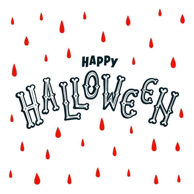 Bandera del texto del feliz Halloween letras manuscritas de huesos Inscripción del feliz Halloween en el fondo blanco con rojo ilustración del vector Bandera del texto del feliz Halloween letras manuscritas de huesos Inscripción del feliz Halloween en el fondo blanco con rojo ilustración del vector