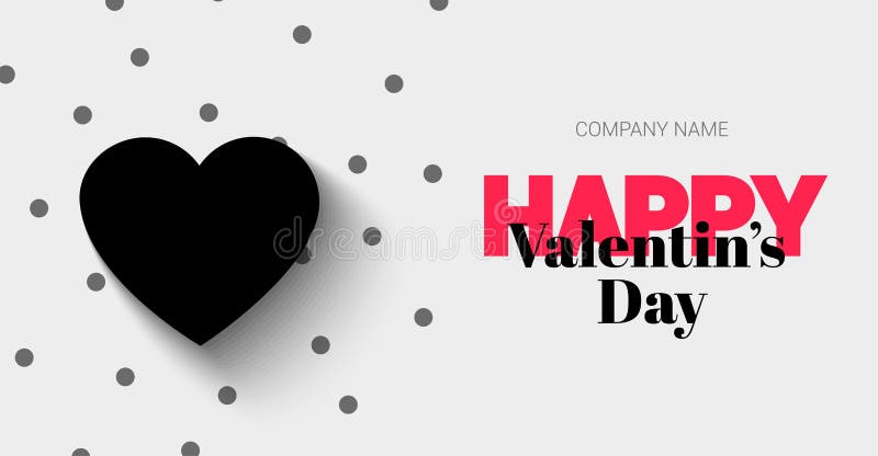 Bandera elegante con un día de tarjeta del día de San Valentín feliz negro del corazón y del texto stock de ilustración Bandera elegante con un día de tarjeta del día de San Valentín feliz negro del corazón y del texto stock de ilustración