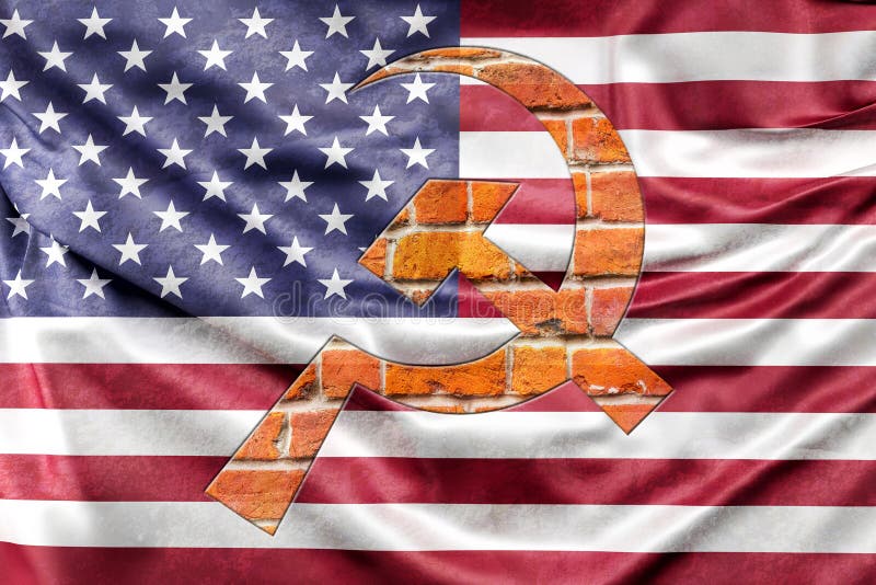 Bandera estadounidense abstracta mezclada con sÃ­mbolo del comunismo