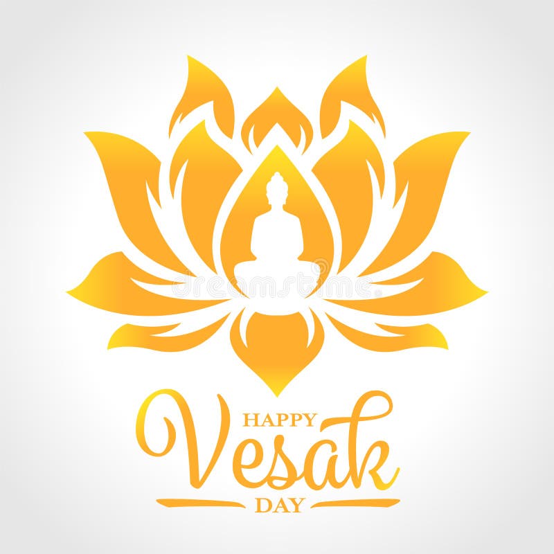 Bandera feliz del día del vesak con la meditación de Buda en muestra de la flor de loto del oro en el diseño blanco del vector de libre illustration Bandera feliz del día del vesak con la meditación de Buda en muestra de la flor de loto del oro en el diseño blanco del vector de libre illustration