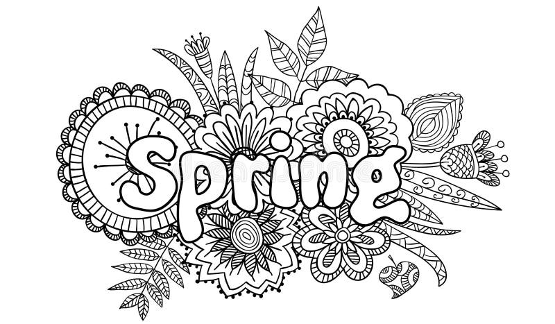 Bandera floral en estilo del garabato: primavera ilustración del vector Bandera floral en estilo del garabato: primavera ilustración del vector