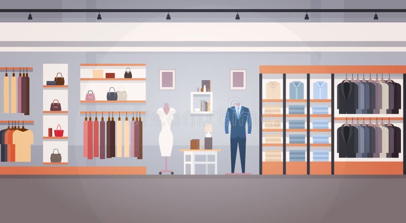 Bandera interior de la tienda de la ropa de la tienda de la moda con el espacio de la copia libre illustration