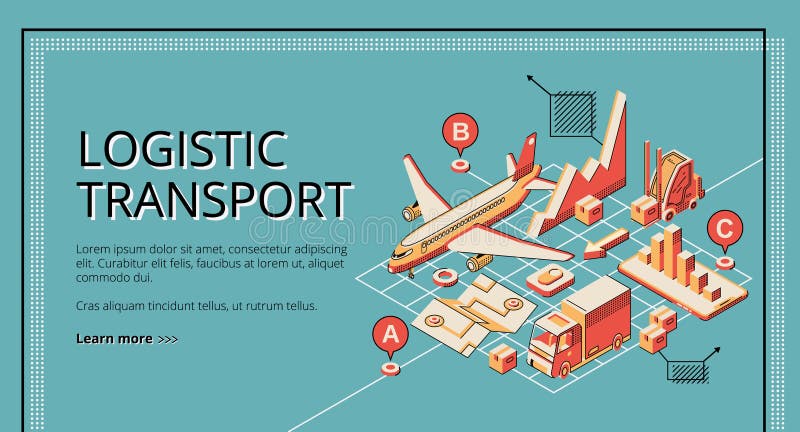 Bandera isométrica de la web del vector del transporte logístico libre illustration Bandera isométrica de la web del vector del transporte logístico libre illustration