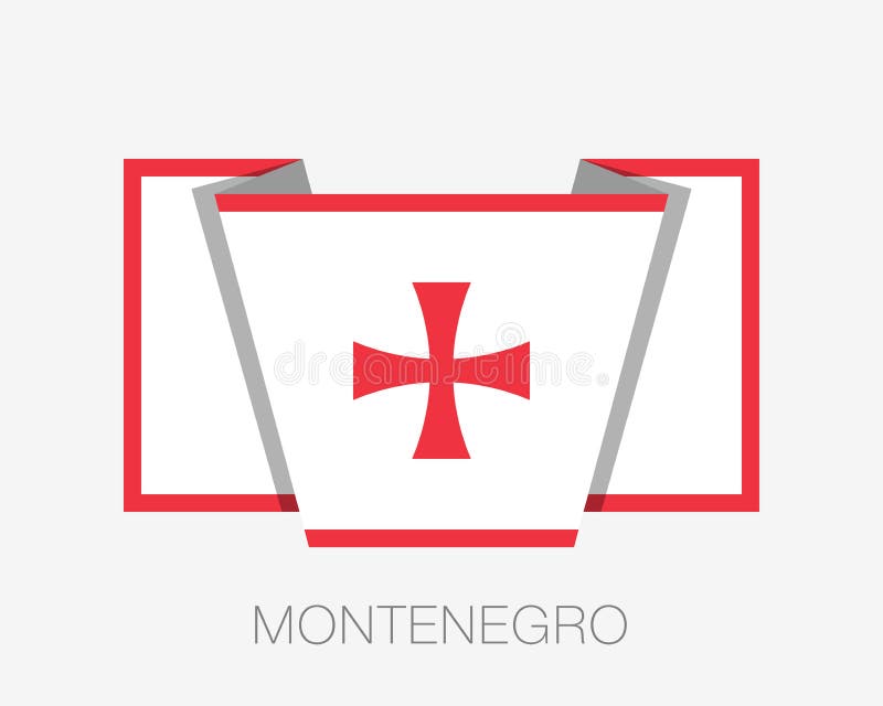 Bandera montenegrina histórica Bandera que agita del icono plano con el país