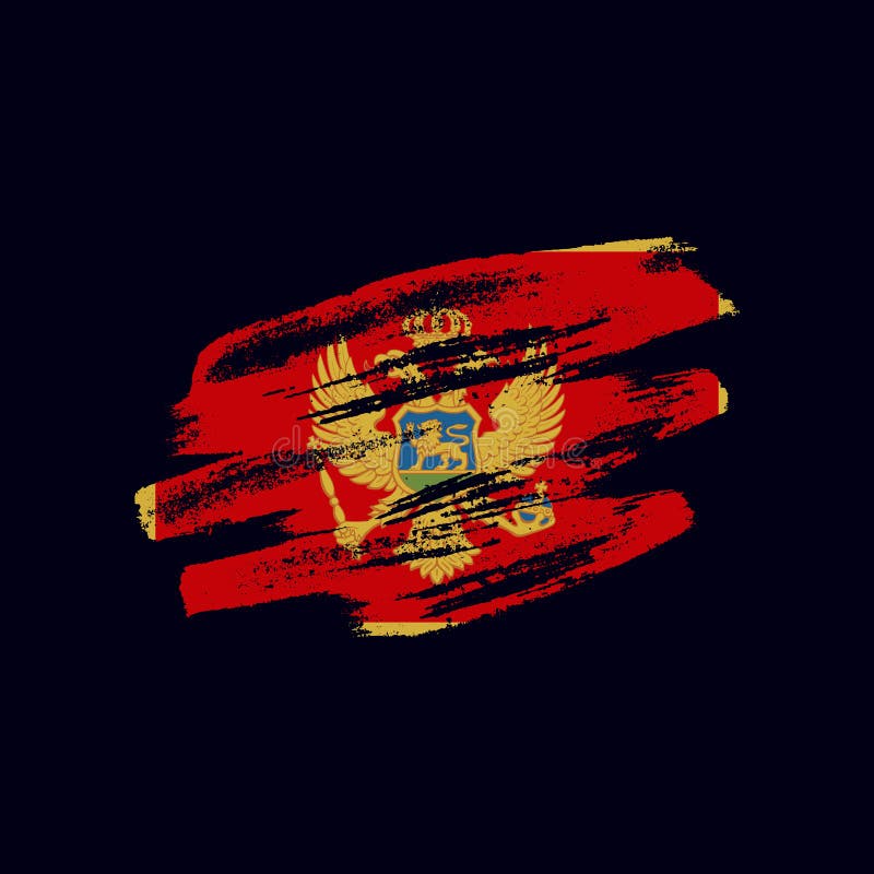 Bandera montenegrina texturizada grunge del vector