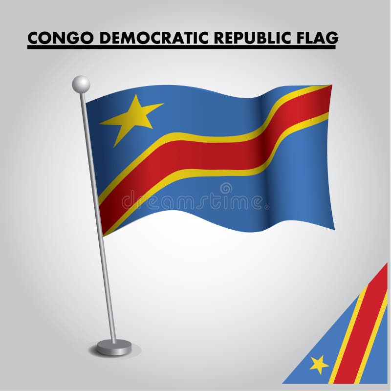 Bandera nacional de la bandera de la REP?BLICA DEMOCR?TICA de CONGO de la REP?BLICA DEMOCR?TICA de CONGO en un polo stock de ilustración Bandera nacional de la bandera de la REP?BLICA DEMOCR?TICA de CONGO de la REP?BLICA DEMOCR?TICA de CONGO en un polo stock de ilustración