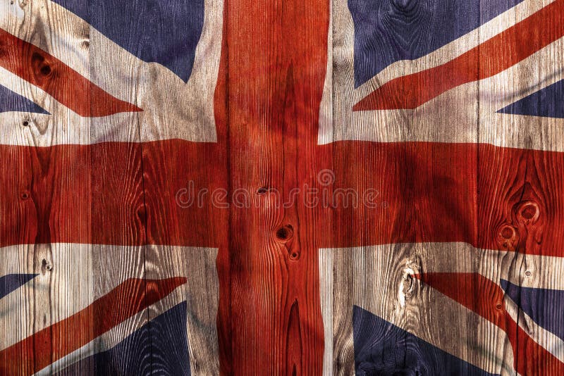 Bandera nacional de Reino Unido, fondo de madera foto de archivo Bandera nacional de Reino Unido, fondo de madera foto de archivo