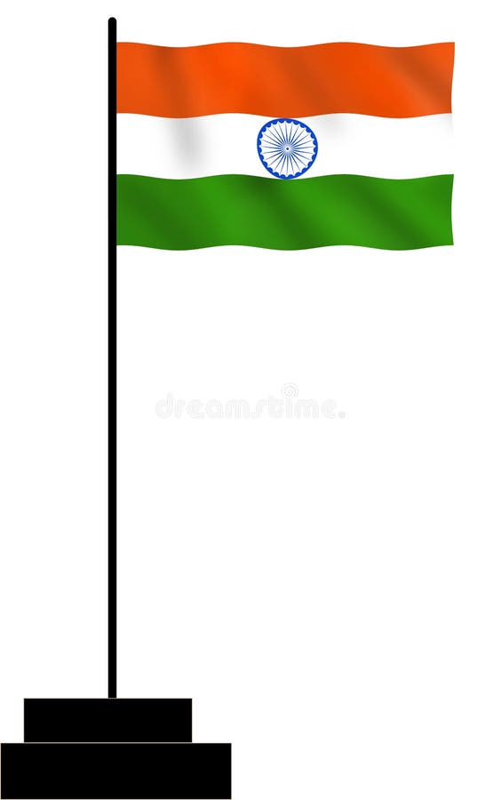 Bandera nacional india que agita con el palo ilustración del vector Bandera nacional india que agita con el palo ilustración del vector