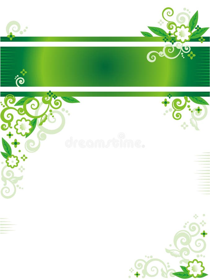 Bandera o papel con membrete y esquina florales verdes stock de ilustración Bandera o papel con membrete y esquina florales verdes stock de ilustración