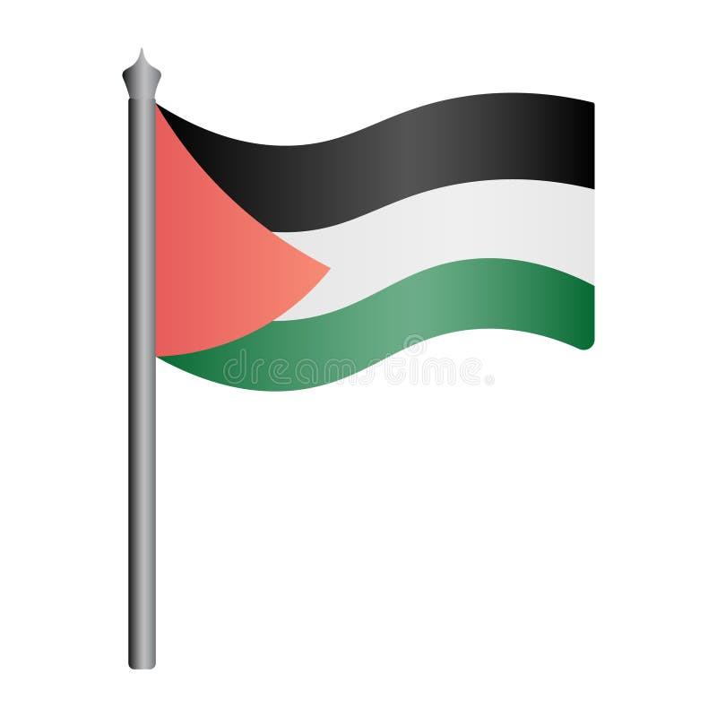 Bandera De Palestina Sobre Fondo Blanco, Ilustración Vectorial