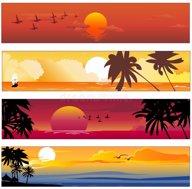 Bandera tropical del verano stock de ilustración Bandera tropical del verano stock de ilustración