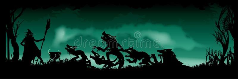 Bandera Witching de Halloween ilustración del vector Bandera Witching de Halloween ilustración del vector