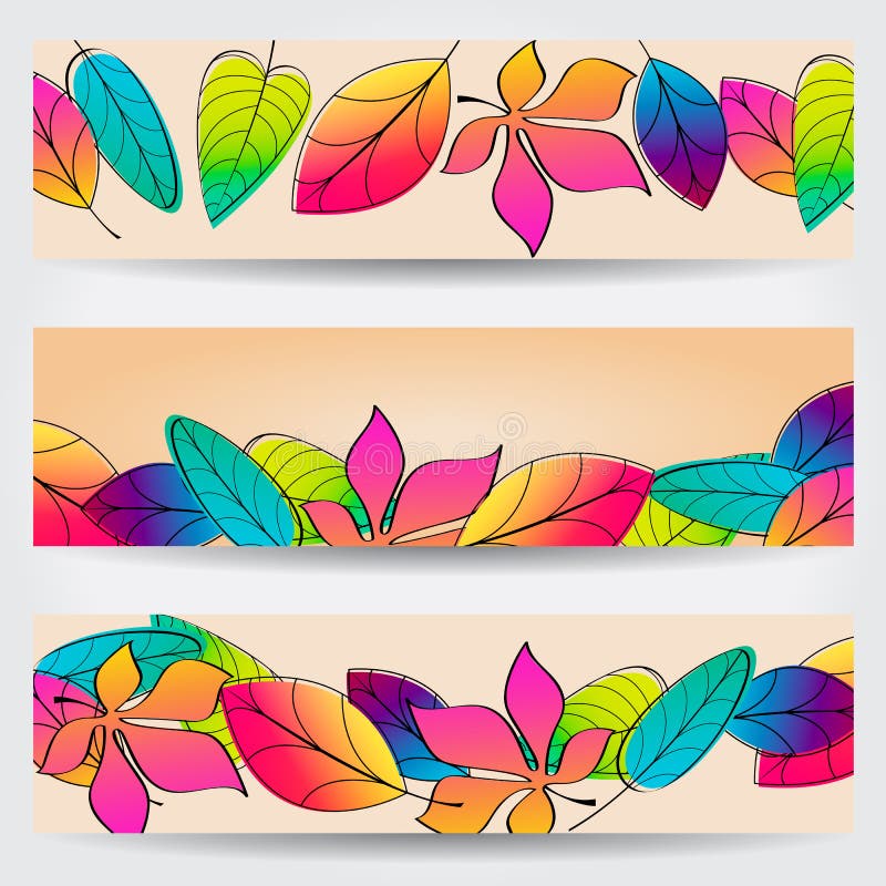 Banderas coloridas de las hojas de otoño stock de ilustración Banderas coloridas de las hojas de otoño stock de ilustración