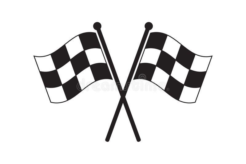 Finishing Racing Flags. Flat Vector Icon. Simple black symbol isolated on white background. Finishing Racing Flags. Flat Vector Icon. Simple black symbol isolated on white background