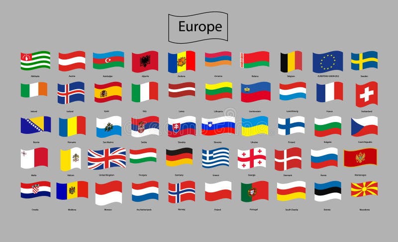 Banderas de Europa - colección completa del vector stock de ilustración Banderas de Europa - colección completa del vector stock de ilustración
