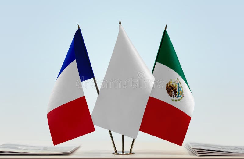 Banderas de Francia y de México fotografía de archivo Banderas de Francia y de México fotografía de archivo