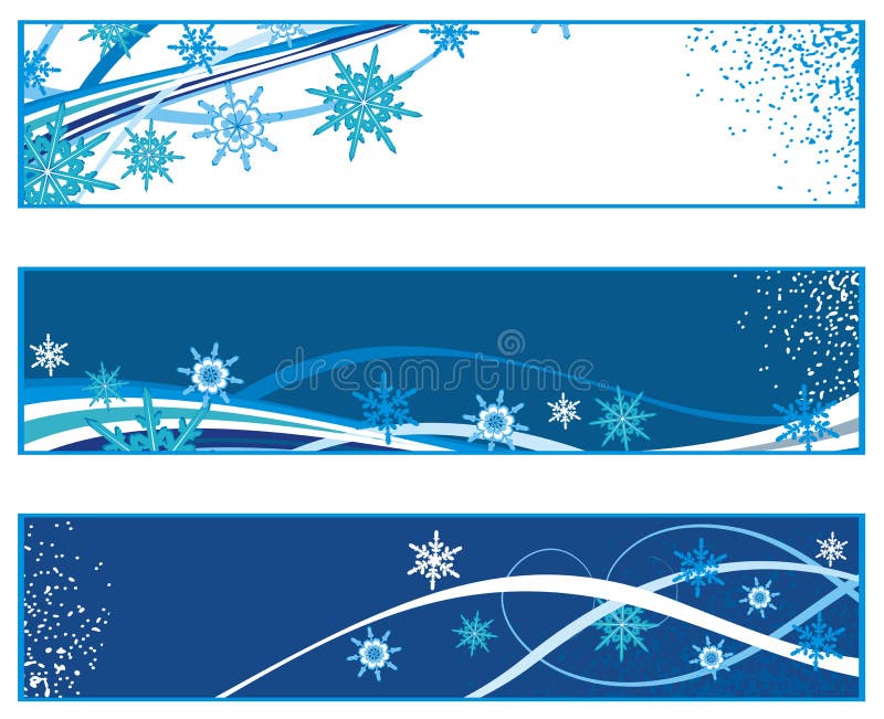 Banderas de la Navidad con los copos de nieve ilustración del vector Banderas de la Navidad con los copos de nieve ilustración del vector
