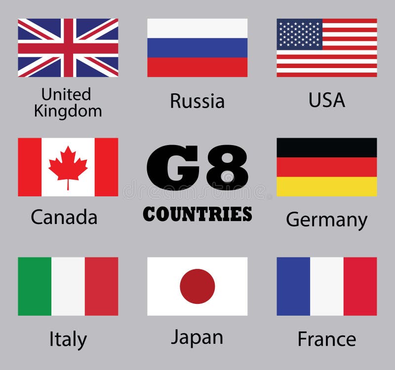 Banderas de los países G8 ilustración del vector Banderas de los países G8 ilustración del vector
