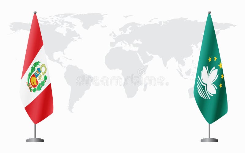Banderas de perú y macau para la reunión oficial stock de ilustración