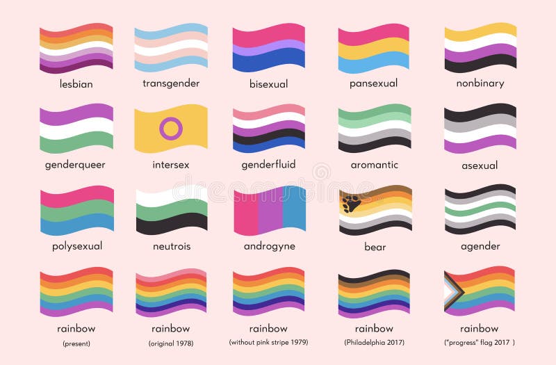 Banderas Del Orgullo De Identidad Sexual Conjunto De Símbolos Lgbt Infografía De La Diversidad 