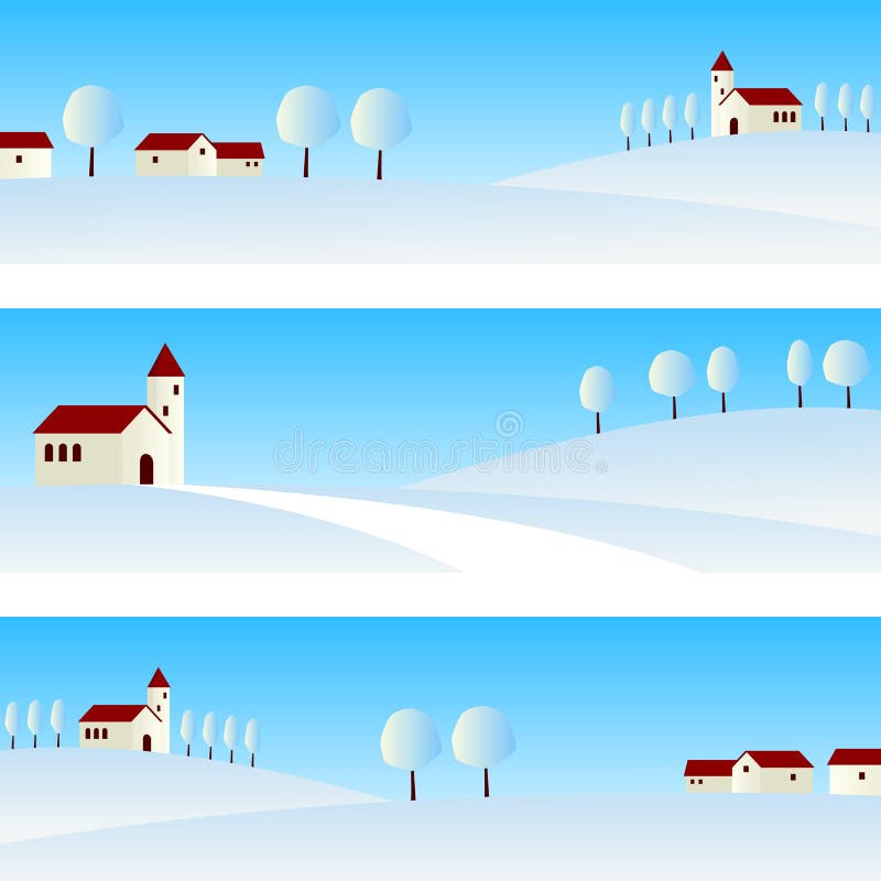 Three winter country landscape banners, useful also for Christmas. Eps file available. Three winter country landscape banners, useful also for Christmas. Eps file available.