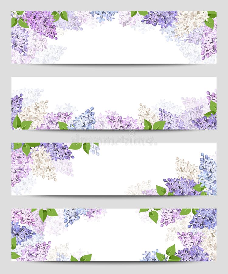 Banderas del web con las flores de la lila Vector EPS-10 ilustración del vector