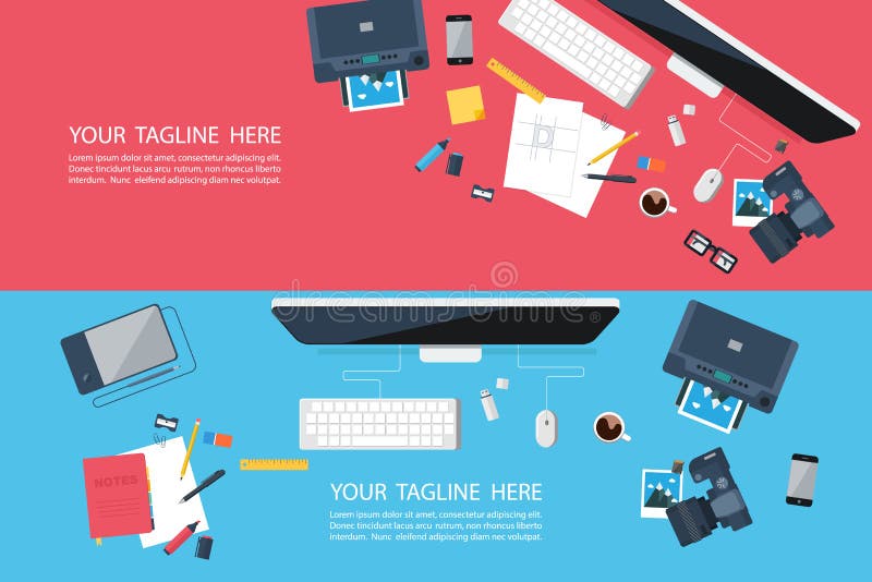 Banderas diseñadas planas para el proyecto creativo, desarrollo del diseño gráfico, agencia del diseño, negocio ilustración del vector Banderas diseñadas planas para el proyecto creativo, desarrollo del diseño gráfico, agencia del diseño, negocio ilustración del vector