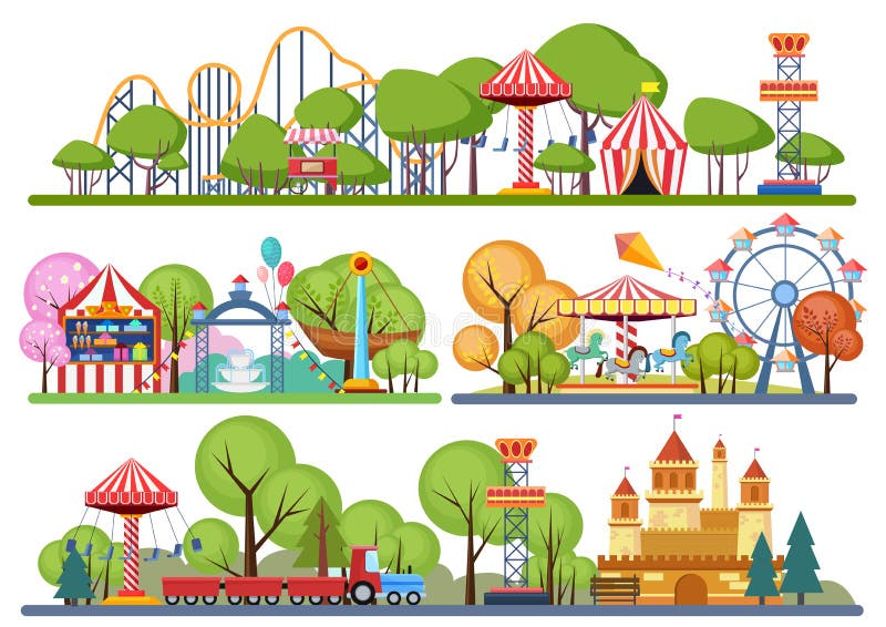 Banderas horisontal del parque de atracciones Illistration volumétrico del vector del color libre illustration Banderas horisontal del parque de atracciones Illistration volumétrico del vector del color libre illustration
