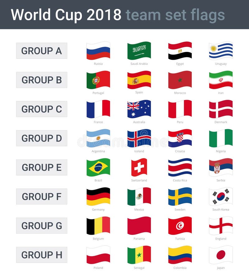 Banderas Del Equipo Del Mundial 2018 Ilustración del Vector - de vector, 109473698