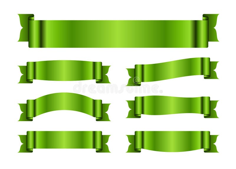 Banderas verdes de la cinta fijadas de seda libre illustration Banderas verdes de la cinta fijadas de seda libre illustration