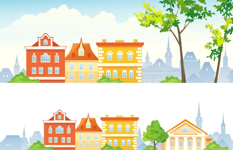 Banderas de la ciudad antigua ilustración del vector