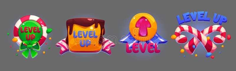 Banderole de joc cu elemente de design pentru bomboane. stock illustration
