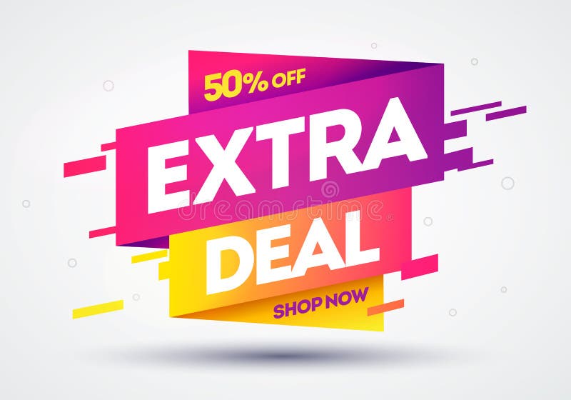 Banderoll för försäljning av extra erbjudande till Vector Illustration-färgstark stock illustrationer Banderoll för försäljning av extra erbjudande till Vector Illustration-färgstark stock illustrationer