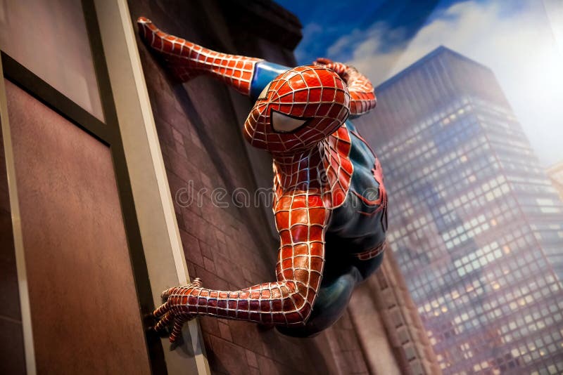 Bandes dessinées de merveille de Spiderman dans le musée de Madame Tussauds Wax à Amsterdam, Pays-Bas photo stock Bandes dessinées de merveille de Spiderman dans le musée de Madame Tussauds Wax à Amsterdam, Pays-Bas photo stock