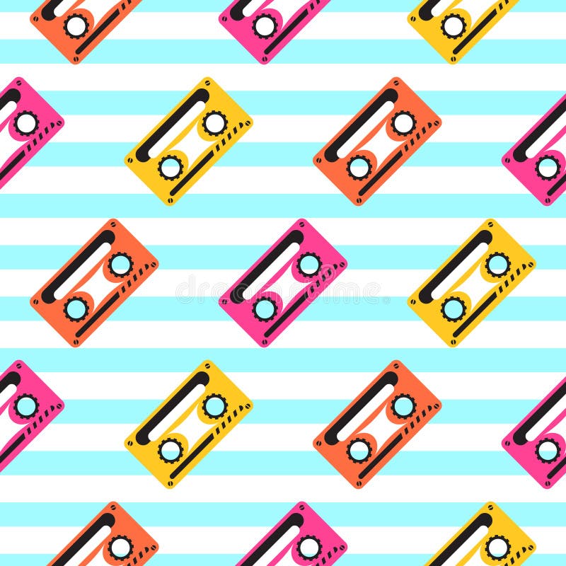 Bandet för musik för tappningpopkonst gjorde randig den sömlösa modellen vektor illustrationer Bandet för musik för tappningpopkonst gjorde randig den sömlösa modellen vektor illustrationer