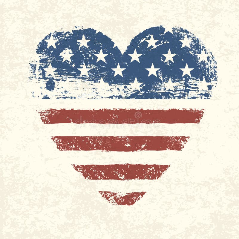 Bandiera americana a forma di del cuore. royalty illustrazione gratis Bandiera americana a forma di del cuore. royalty illustrazione gratis