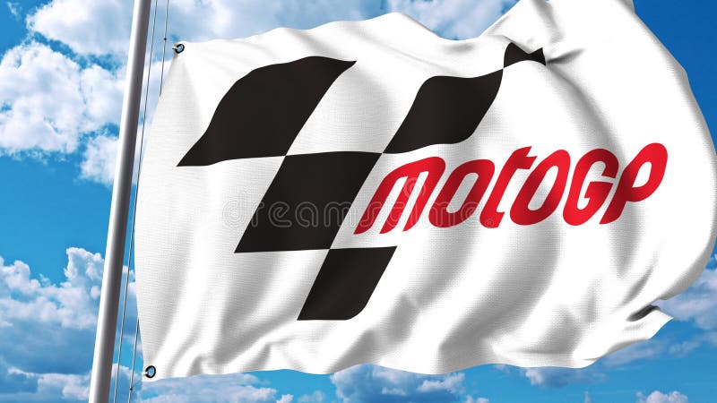 Bandiera d'ondeggiamento con il logo del GP di Moto clip dell'editoriale 4K