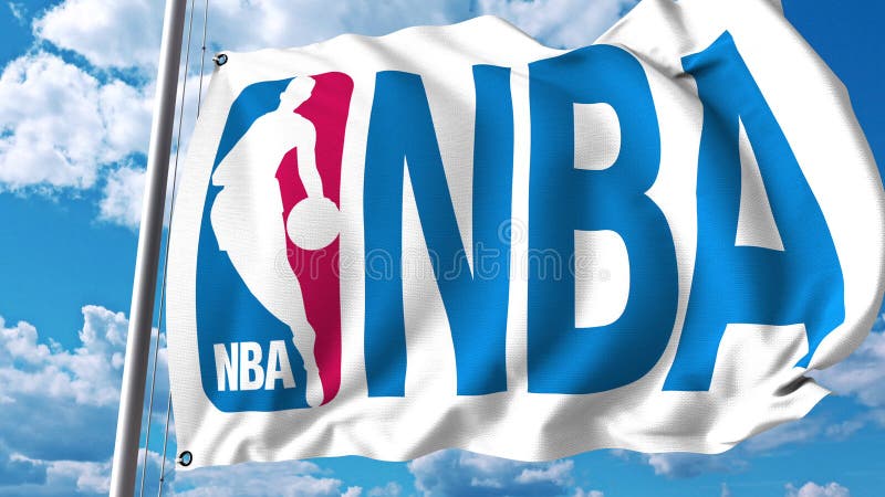 Bandiera d'ondeggiamento con il logo di NBA clip dell'editoriale 4K