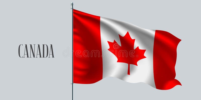 Bandiera d'ondeggiamento del Canada sull'illustrazione di vettore dell'asta della bandiera
