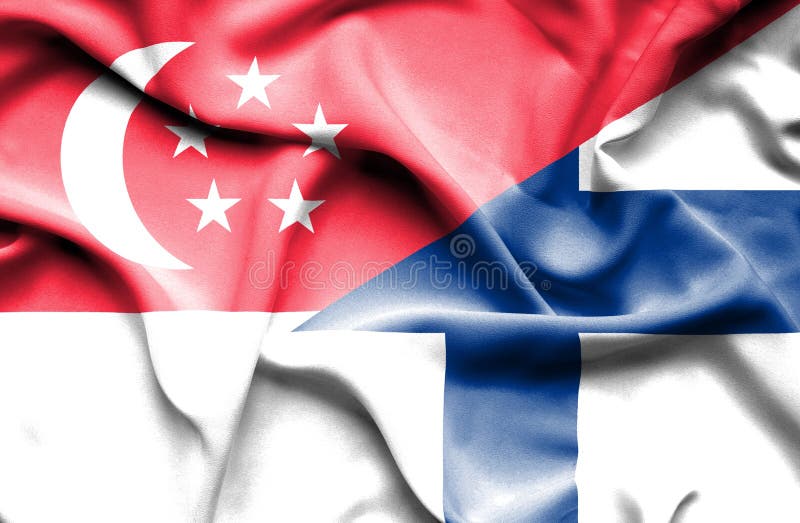 Bandiera d'ondeggiamento della Finlandia e di Singapore illustrazione vettoriale