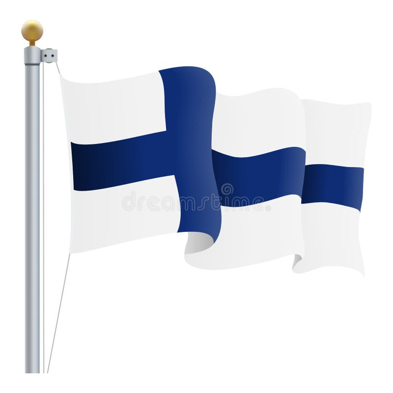 Bandiera d'ondeggiamento della Finlandia isolata su un fondo bianco Illustrazione di vettore illustrazione di stock Bandiera d'ondeggiamento della Finlandia isolata su un fondo bianco Illustrazione di vettore illustrazione di stock