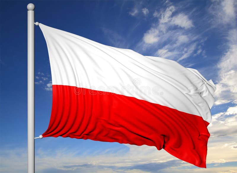 Bandiera d'ondeggiamento della Polonia sull'asta della bandiera