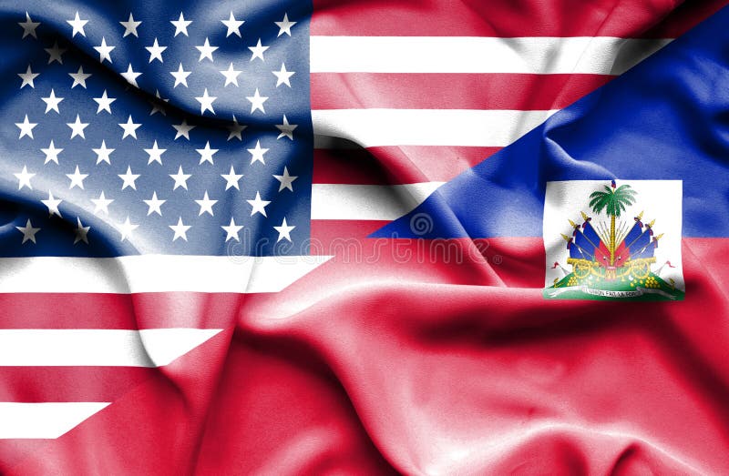 Bandiera d'ondeggiamento di Haiti e di U.S.A. illustrazione vettoriale Bandiera d'ondeggiamento di Haiti e di U.S.A. illustrazione vettoriale