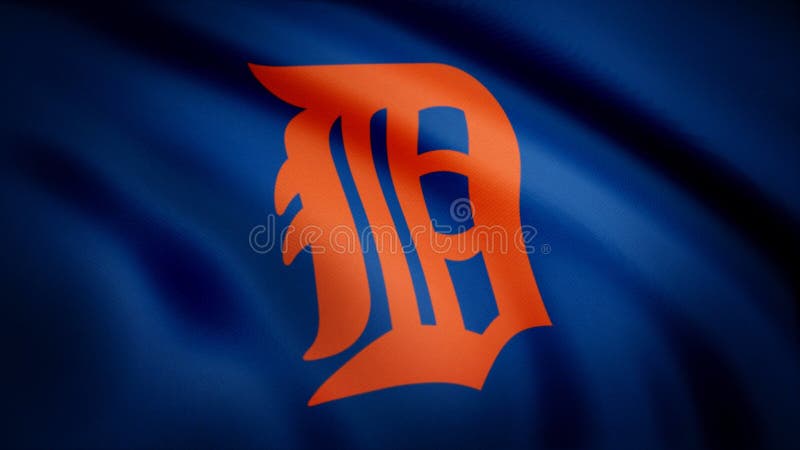 Bandiera del logo professionale americano della squadra di baseball di Detroit Tigers di baseball, ciclo senza cuciture Animazion illustrazione vettoriale Bandiera del logo professionale americano della squadra di baseball di Detroit Tigers di baseball, ciclo senza cuciture Animazion illustrazione vettoriale